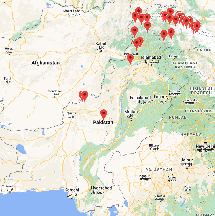 mountain in pakistan map